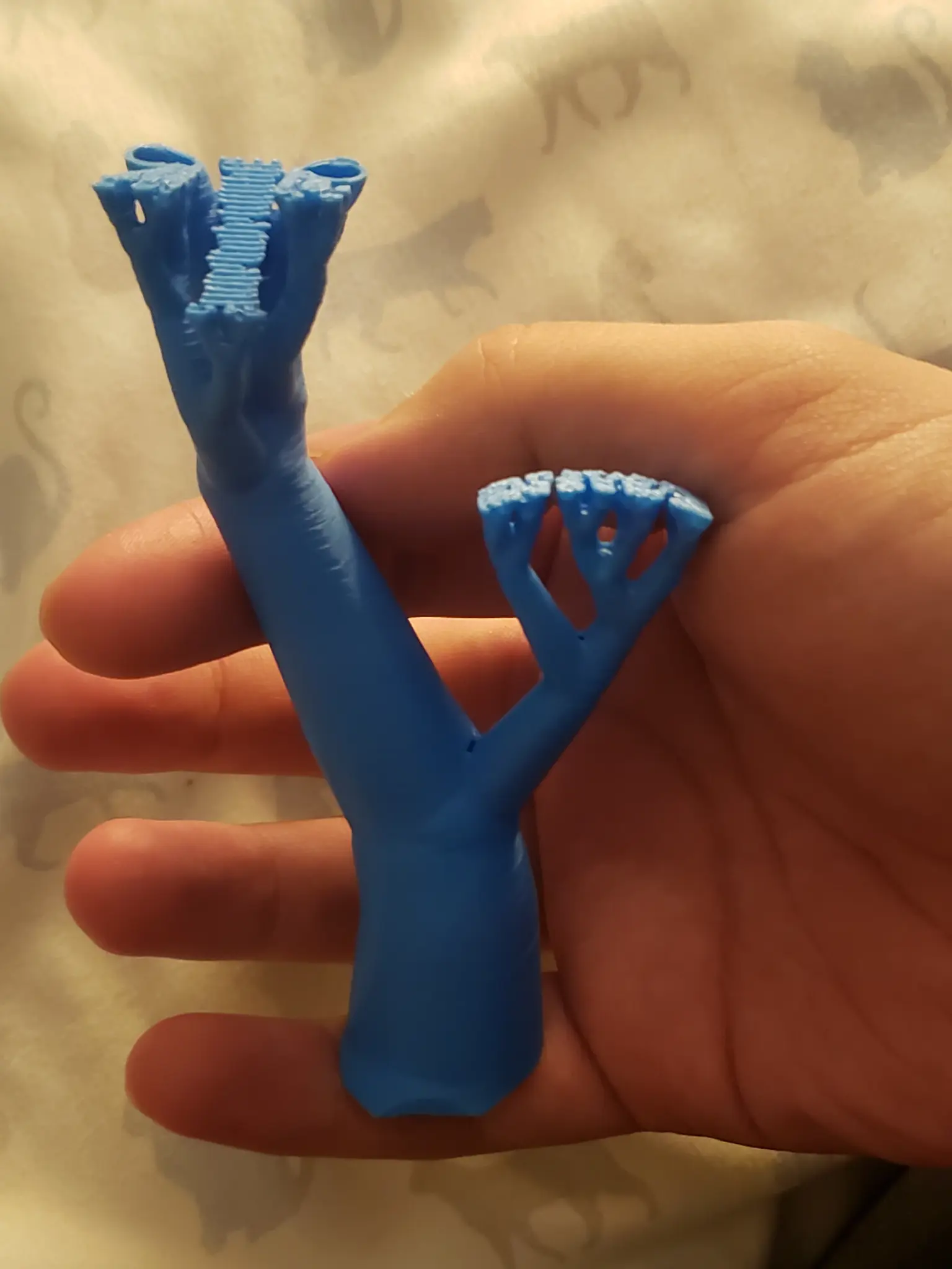 cool tree support printed out of blue pla